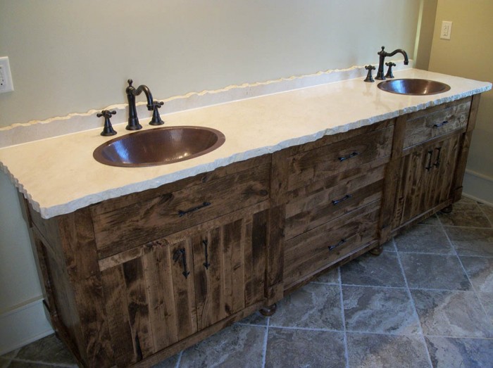 Borders Master Vanity - Rough Sawn Wood with Chiseled Edged Granite