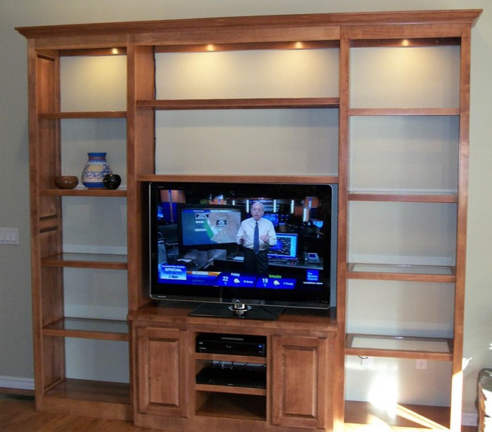 Large Solid Maple Entertainment Center with Raised Panel Doors