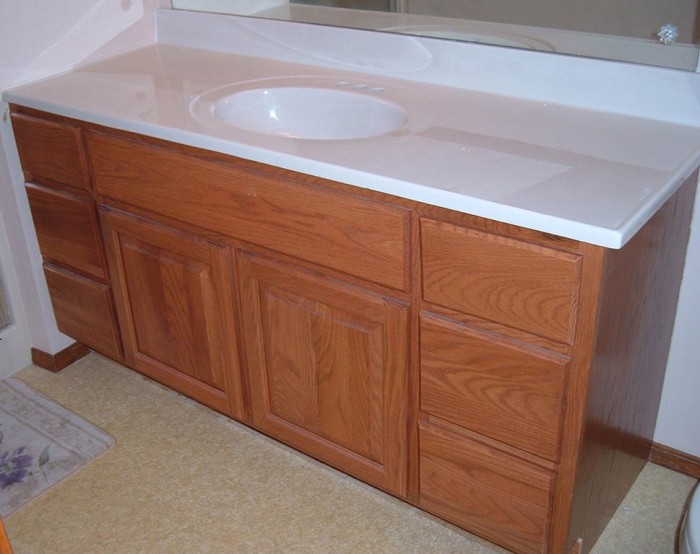 Oak Raised Panel Square Top Vanity