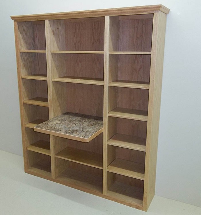 Solid Oak Bookcase with Computer Work Area