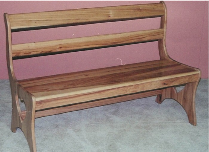 Solid Hickory Bench with a Natural Finish